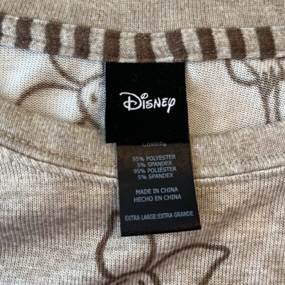Disney Womens XL Winnie The Pooh Character All Over Print Pajama Top Brown - Picture 3 of 8